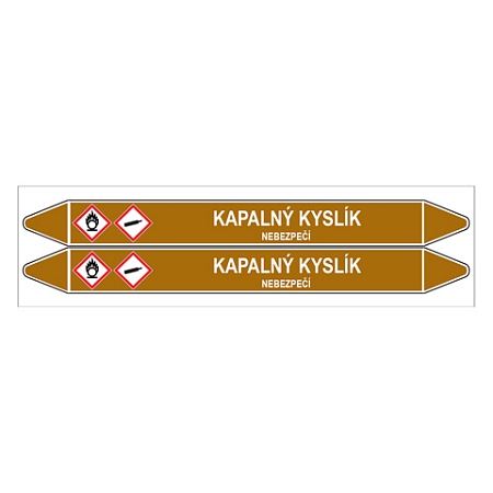 Značení potrubí, kapalný kyslík,2 ks, 450 × 52 mm